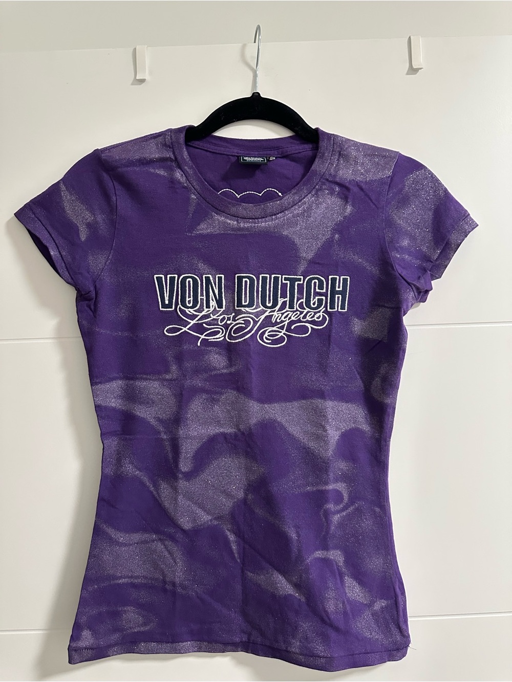 Von Dutch Los Angeles Y2K Purple Tie Dye Glitter T-shirt